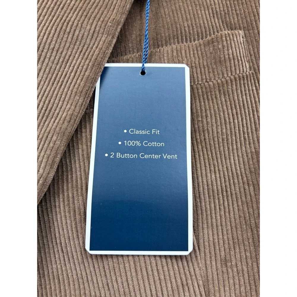 Mens 42 Regular Tan Corduroy Sportcoat Blazer Classic Fit 2-Button NWT Preppy